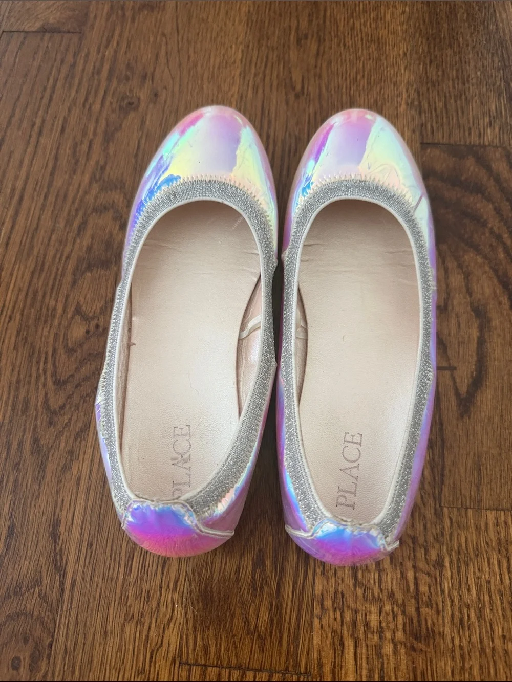Place Girls' Iridescent Ballet Flats in Pink and Silver